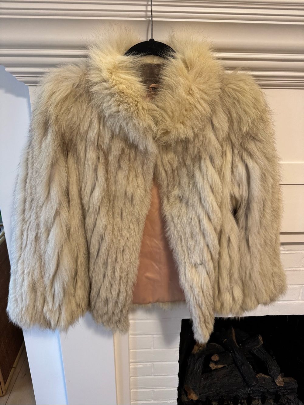 Luxury Women's Cream Scandinavian Fox Jacket. Hat included.